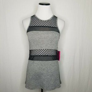 Material Girl Gray Black Racerback Mesh Tank